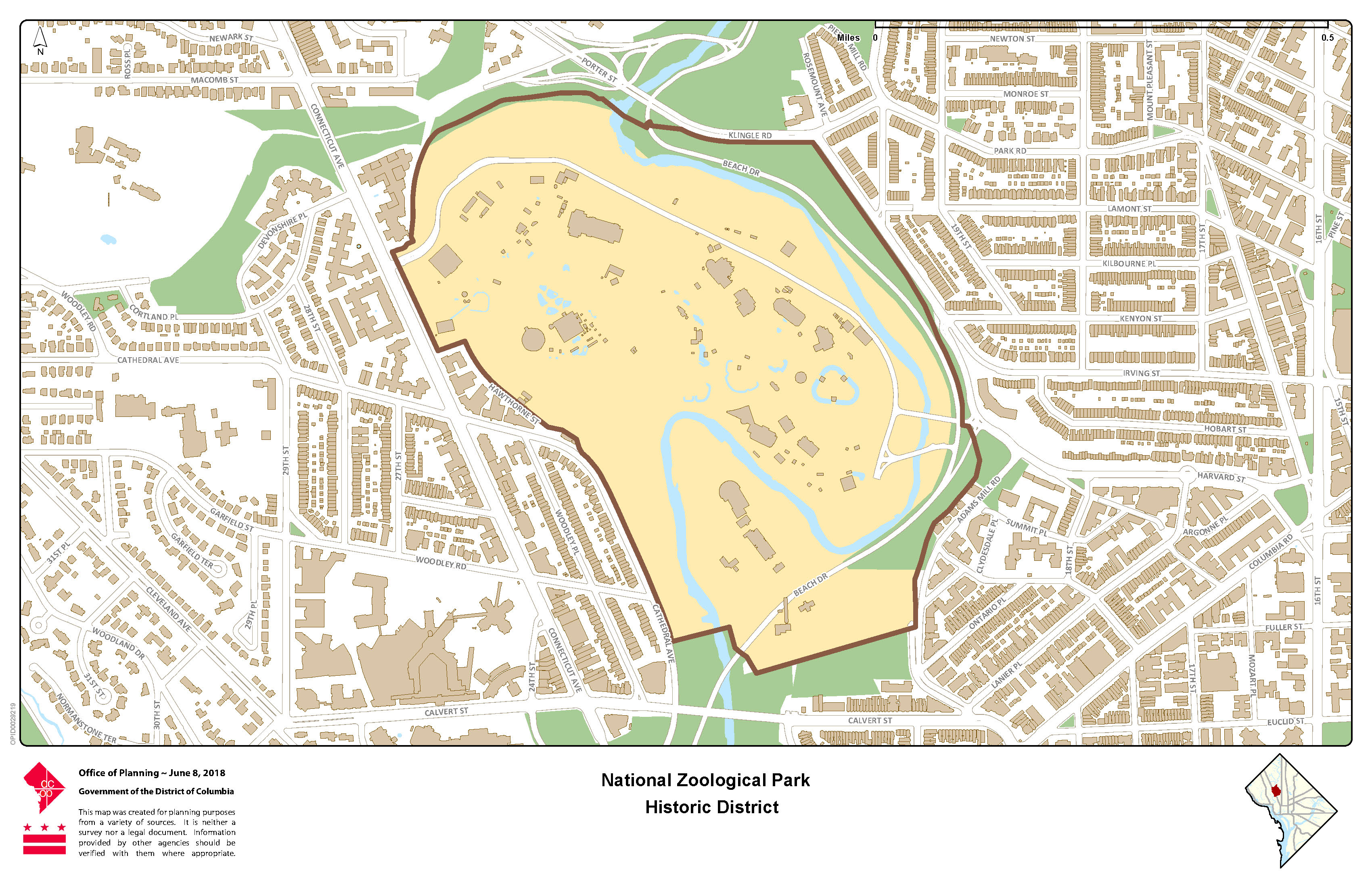 Aerial map of the zoo with drawn boundaries around the perimeter.