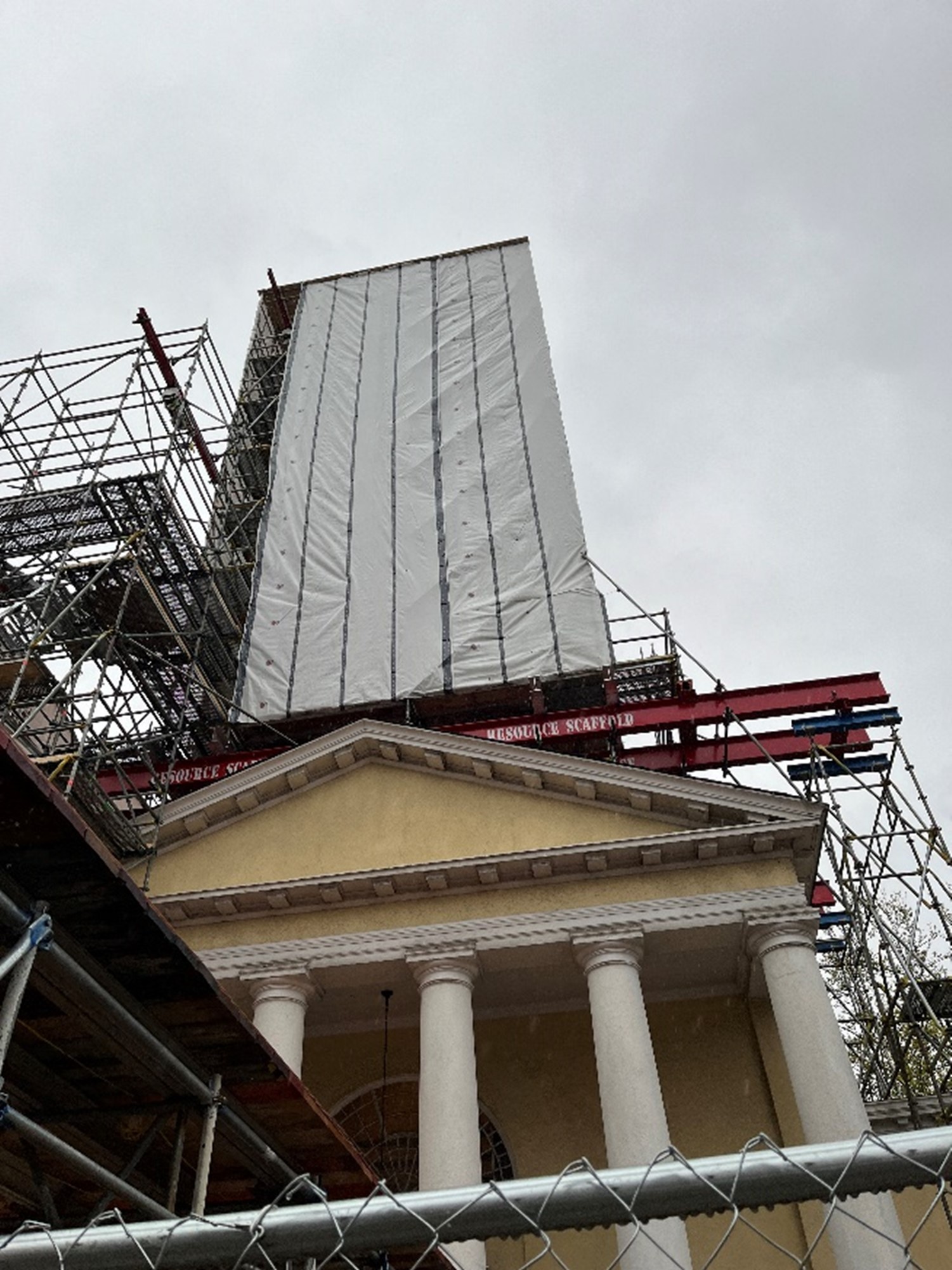 Exterior image of scaffolding.