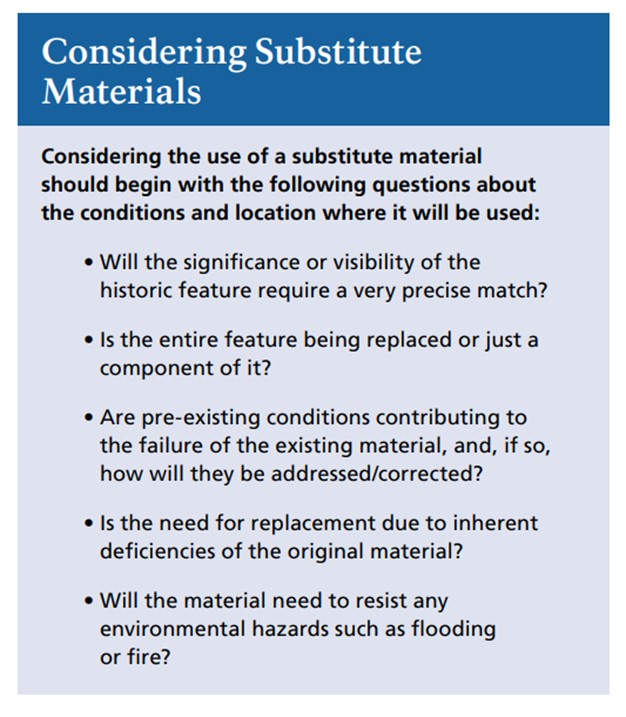 List of considerations section for Preservation Brief 16.