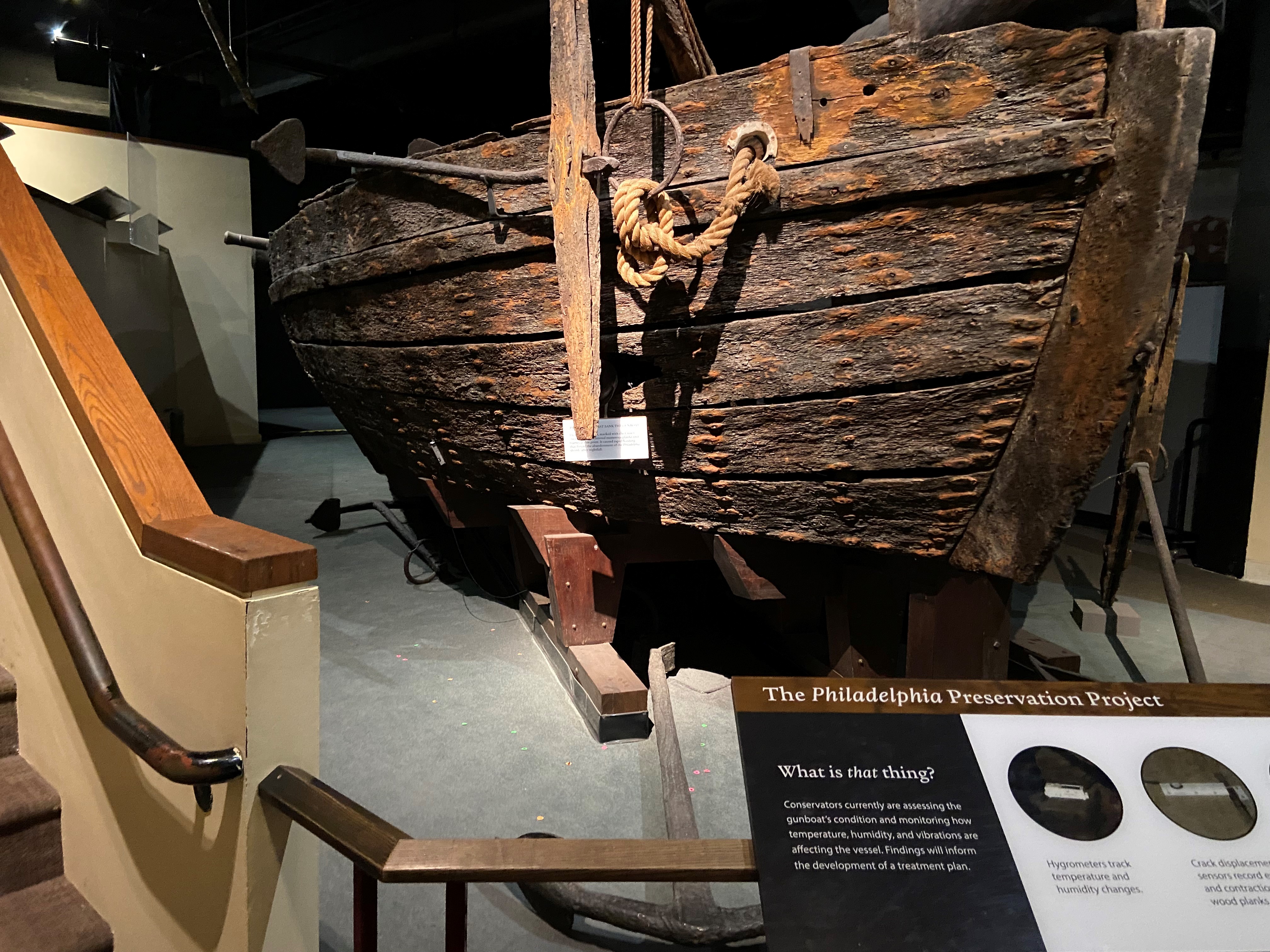 Closeup image of an old wooden boat hull.