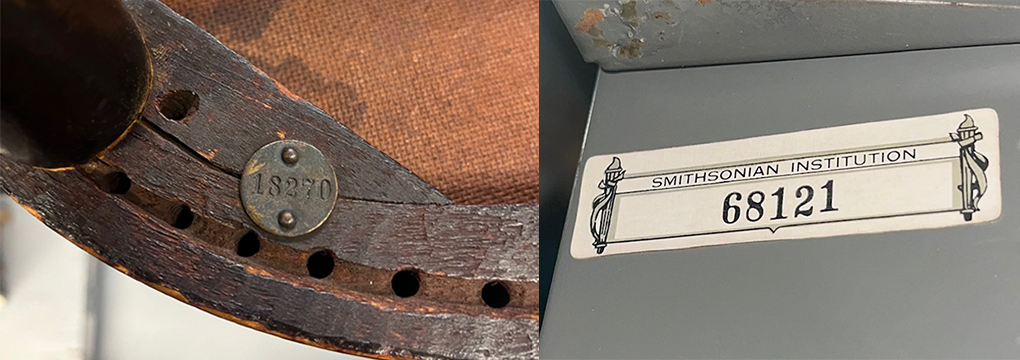 Two images of property tags.