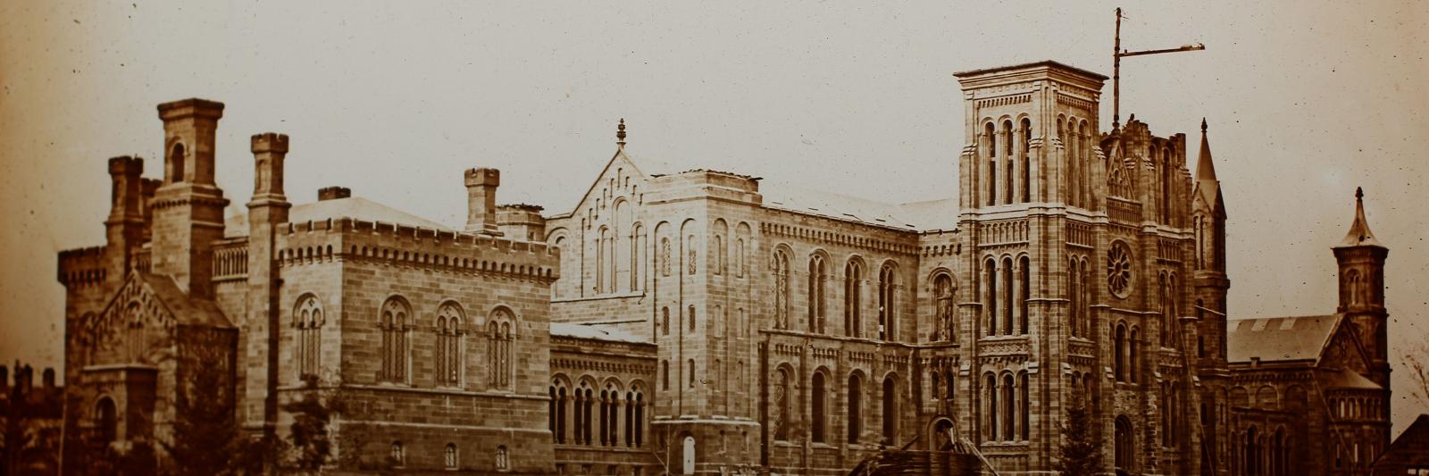 Exterior image of the Smithsonian Institution Castle from 1850.