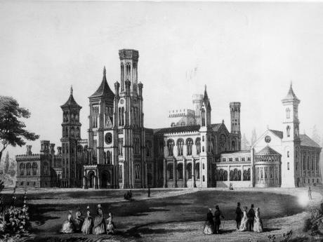 Black and white photo of the SI Castle, Date: c. 1849 SI Archives, Record Unit 95, Box 30, Folder: 4A