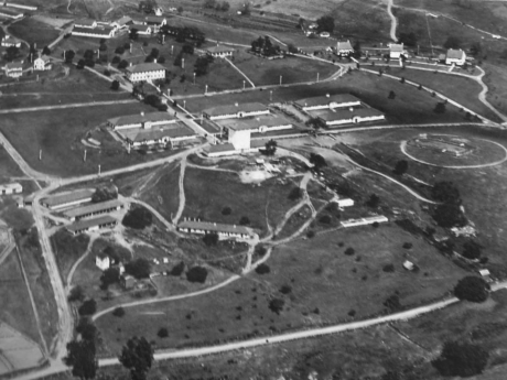 Black and white aerial view of SCBI Front Royal, VA